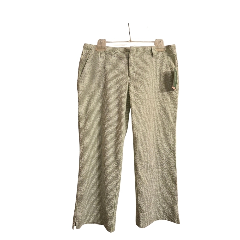 NWT Lilly Pulitzer Green White Stripe Seersucker Capris